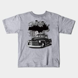 1948 Black Chevy Pickup Truck Detroit Iron Kids T-Shirt